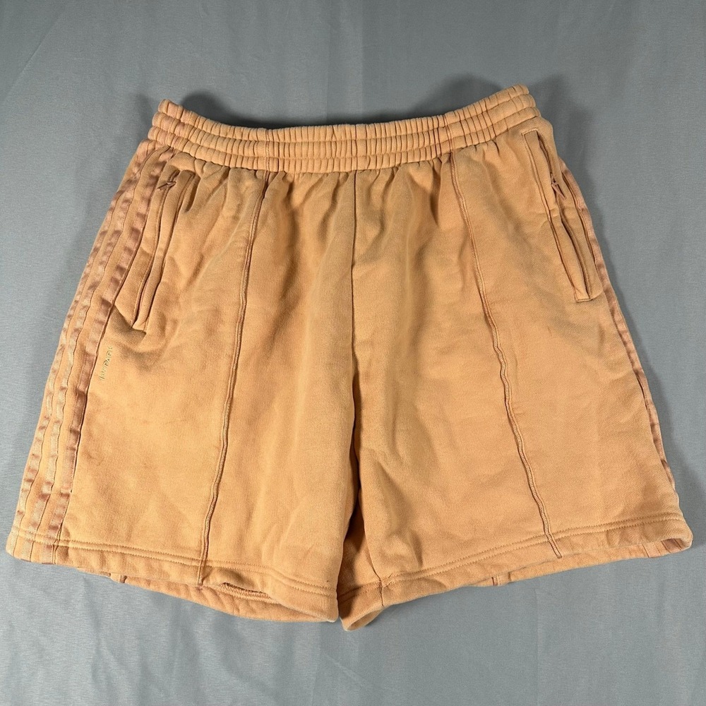 Adidas Ivy Park Sweat Shorts Womens Large Peach Tonal Stripes Zip Pockets